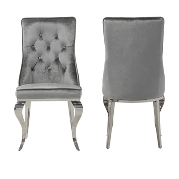 Grey Fabric SS Dining Chairs Modern Sliver For Upscale Hotel Restaurants