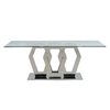 Geometric Form 12mm Metal Frame Glass Top Dining Table 200cm Glass Dining Table