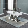 Geometric Form 12mm Metal Frame Glass Top Dining Table 200cm Glass Dining Table