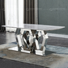 Geometric Form 12mm Metal Frame Glass Top Dining Table 200cm Glass Dining Table