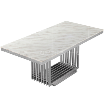 White Marble And Chrome SS Console Table For Living Room Furniture