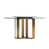 Luxury Round Dining Room Tables With Faux Marble Top Metal Base Brushed Gold