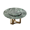 Luxury Round Dining Room Tables With Faux Marble Top Metal Base Brushed Gold