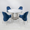 Luxury Round Dining Room Tables With Faux Marble Top Metal Base Brushed Gold