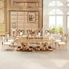 Rose Golden 244x122x75cm Glass Metal Dining Table With Crystal Pendant