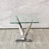 60x60x60cm Stainless Steel Side Tables Glass Top 0.24CBM No Folded
