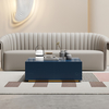 Fancy Blue Rectangle SS Coffee Table Stone Top For Outdoor