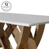 78inch Luxury Marble Dining Table 8 Seater Stainless Steel Metal Legs