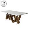 78inch Luxury Marble Dining Table 8 Seater Stainless Steel Metal Legs