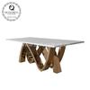 78inch Luxury Marble Dining Table 8 Seater Stainless Steel Metal Legs