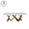 78inch Luxury Marble Dining Table 8 Seater Stainless Steel Metal Legs