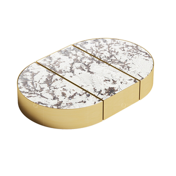 Simple Marble Top Side Tea Center Bell Coffee Table Glass Base