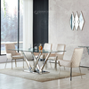 Qiancheng 0.4cbm Glass Dining Sets 6 Chairs 200cm Dining Table And Chairs