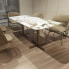 White 180x90x75cm Luxury Marble Dining Table Golden Stainless Steel Base White 180x90x75cm Luxury Marble Dining Table Golden Stainless Steel Base