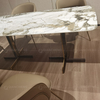 White 180x90x75cm Luxury Marble Dining Table Golden Stainless Steel Base White 180x90x75cm Luxury Marble Dining Table Golden Stainless Steel Base