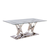 0.6m3 Modern 8 Seater Dining Table 78inch Stainless Steel Glass Dining Table