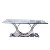 0.6m3 Modern 8 Seater Dining Table 78inch Stainless Steel Glass Dining Table