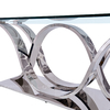 0.6m3 Modern 8 Seater Dining Table 78inch Stainless Steel Glass Dining Table