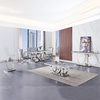 Large 200x100x75cm Tempered Glass Dining Table Stainless Steel Metal Base Large 200x100x75cm Tempered Glass Dining Table Stainless Steel Metal Base