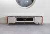White 85 Inch TV Stand Stone Top Two Doors Media Console White 85 Inch TV Stand Stone Top Two Doors Media Console