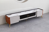 White 85 Inch TV Stand Stone Top Two Doors Media Console White 85 Inch TV Stand Stone Top Two Doors Media Console