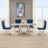 Qiancheng 200x100x75cm Marble Top Restaurant Tables Smooth SS Lightweight Frame
