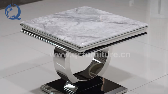 Qiancheng 24x24inch Sofa Side End Table 20mm Modern Marble Side Table