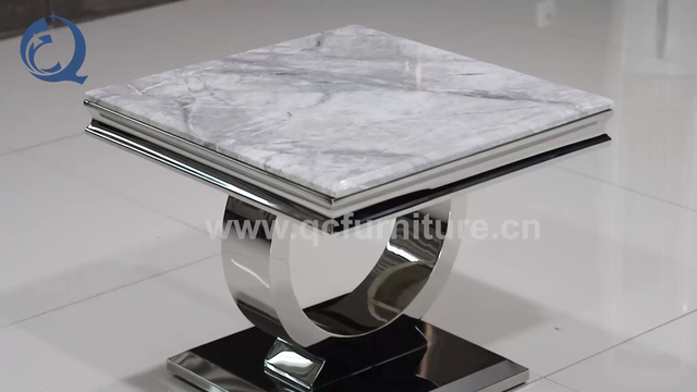 Qiancheng 24x24inch Sofa Side End Table 20mm Modern Marble Side Table