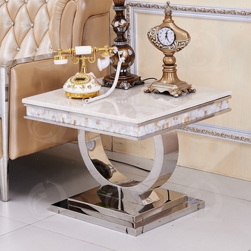 Qiancheng 24x24inch Sofa Side End Table 20mm Modern Marble Side Table