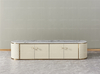 Pink Mid Century Golden Stainless Steel 78" TV Stand With 4 Doors