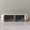 Pink Mid Century Golden Stainless Steel 78" TV Stand With 4 Doors