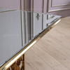 Qiancheng ODM Tempered Glass Dining Table Golden Stainless Steel For Wedding