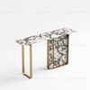 Brush Gold SS Console Table Leg Base 11mm Sintered Stone Top