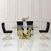 100kg Square Glass Top Dining Table 150cm Stainless Steel Frame