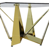 100kg Square Glass Top Dining Table 150cm Stainless Steel Frame