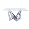 100kg Square Glass Top Dining Table 150cm Stainless Steel Frame