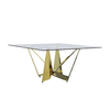 100kg Square Glass Top Dining Table 150cm Stainless Steel Frame