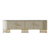 Bone Inlay Stainless Steel TV Stand Cabinet White 2 Drawers