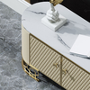 Bone Inlay Stainless Steel TV Stand Cabinet White 2 Drawers