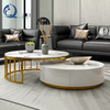Leisure Area SS Coffee Table Round Marble Nested Desk With Drawer White