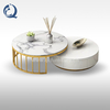 Leisure Area SS Coffee Table Round Marble Nested Desk With Drawer White
