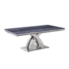 UK Style 0.57cbm Grey Marble Dining Table Stainless Steel Cross Leg