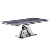 UK Style 0.57cbm Grey Marble Dining Table Stainless Steel Cross Leg