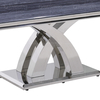 UK Style 0.57cbm Grey Marble Dining Table Stainless Steel Cross Leg