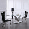 Stable OEM Tempered Glass Dining Table Rectangle 1.2mm 201 stainless steel