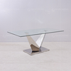 Stable OEM Tempered Glass Dining Table Rectangle 1.2mm 201 stainless steel