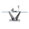 Stable OEM Tempered Glass Dining Table Rectangle 1.2mm 201 stainless steel