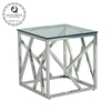 Square 55x55x55cm Stainless Steel Side Tables Clear Glass Home Furniture