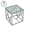 Square 55x55x55cm Stainless Steel Side Tables Clear Glass Home Furniture