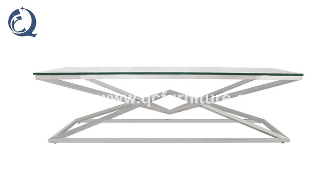 Glass Top 200x45x45cm Stainless Steel TV Stand For Living Home
